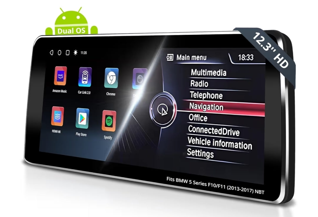 12.3" 6G+128G Android-motorstereo versoenbaar met BMW 5 Reeks F10 F11 2013-2017 NBT Stelsel, 4G LTE, Draadlose CarPlay & Android Auto, GPS-opsporing, SCVC,DSP 32Band EQ