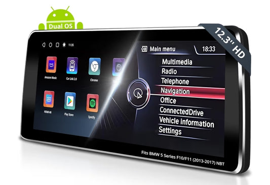 12.3" 6G+128G Android Car Stereo Compatible w/ BMW 5 Series F10 F11 2013-2017 NBT System, 4G LTE, Wireless CarPlay & Android Auto, GPS Tracking, SCVC,DSP 32Band EQ