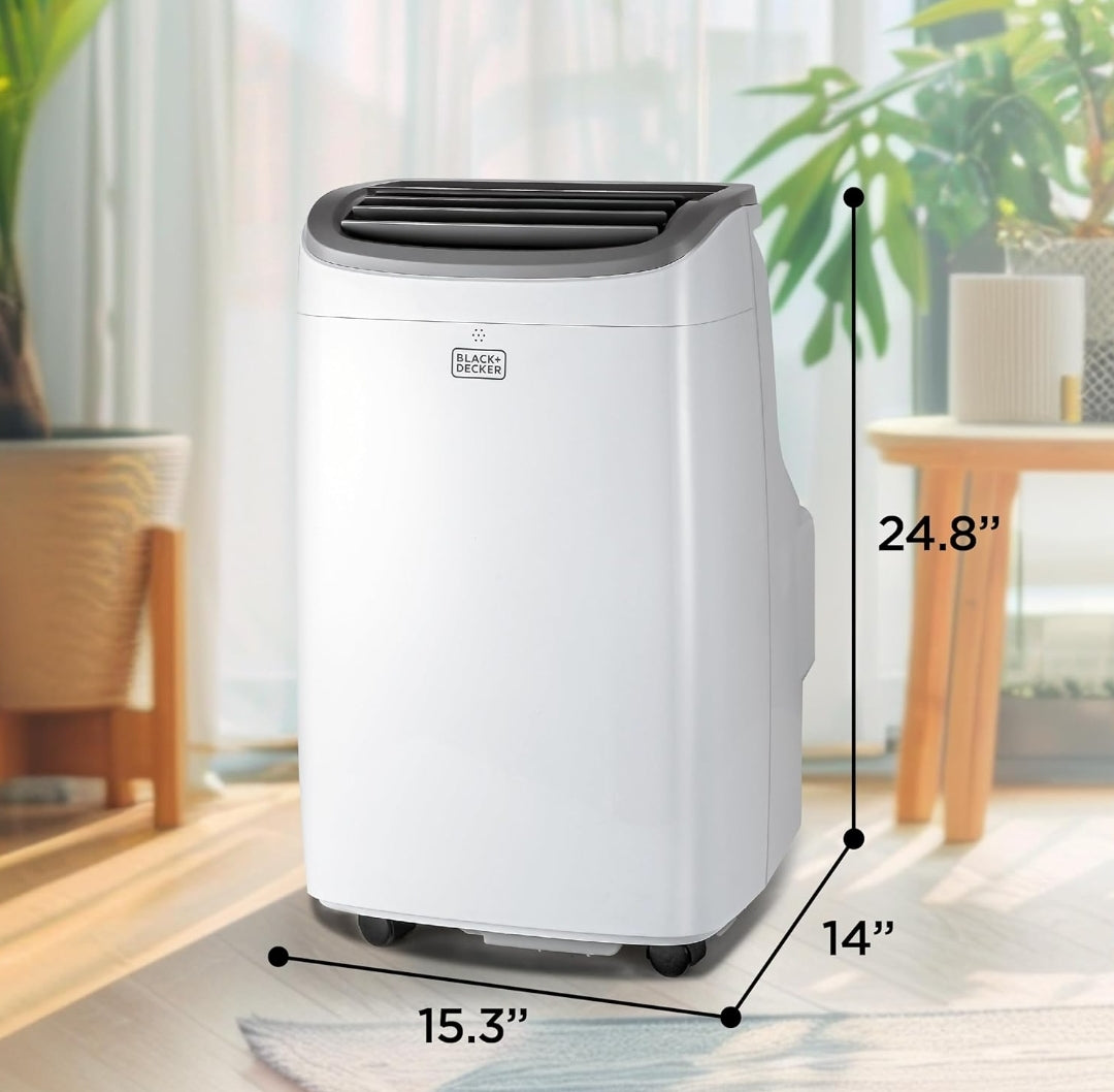 BLACK+DECKER 8,000 BTU Portable Air Conditioner for Rooms up to 350 Sq. with Remote Control, White