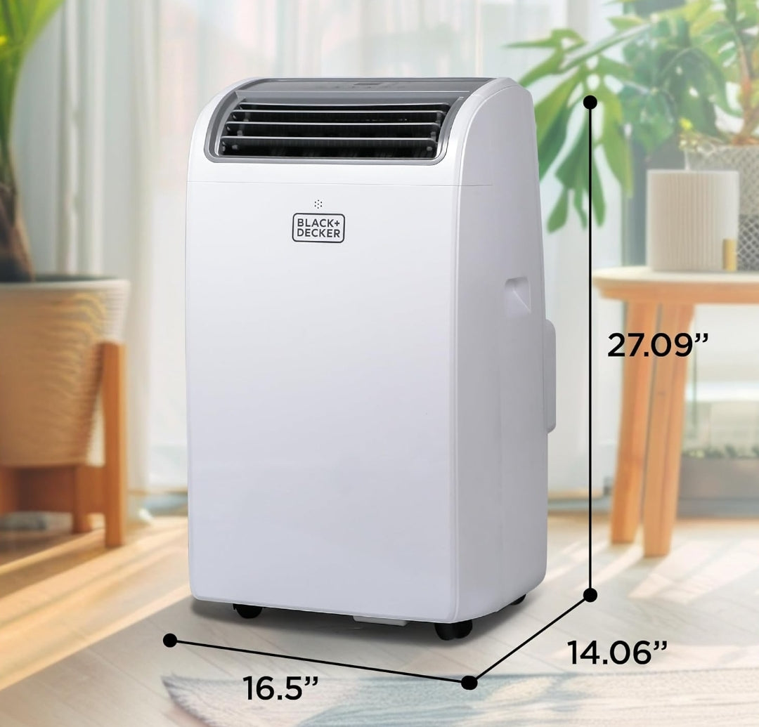 BLACK+DECKER Slim Draagbare Lugversorger, 14,000 BTU vir Kamers tot 65 m², Slim Draagbare WS met Volg My-afstandbeheer en Vensterstel, BPACT14WT, Wit