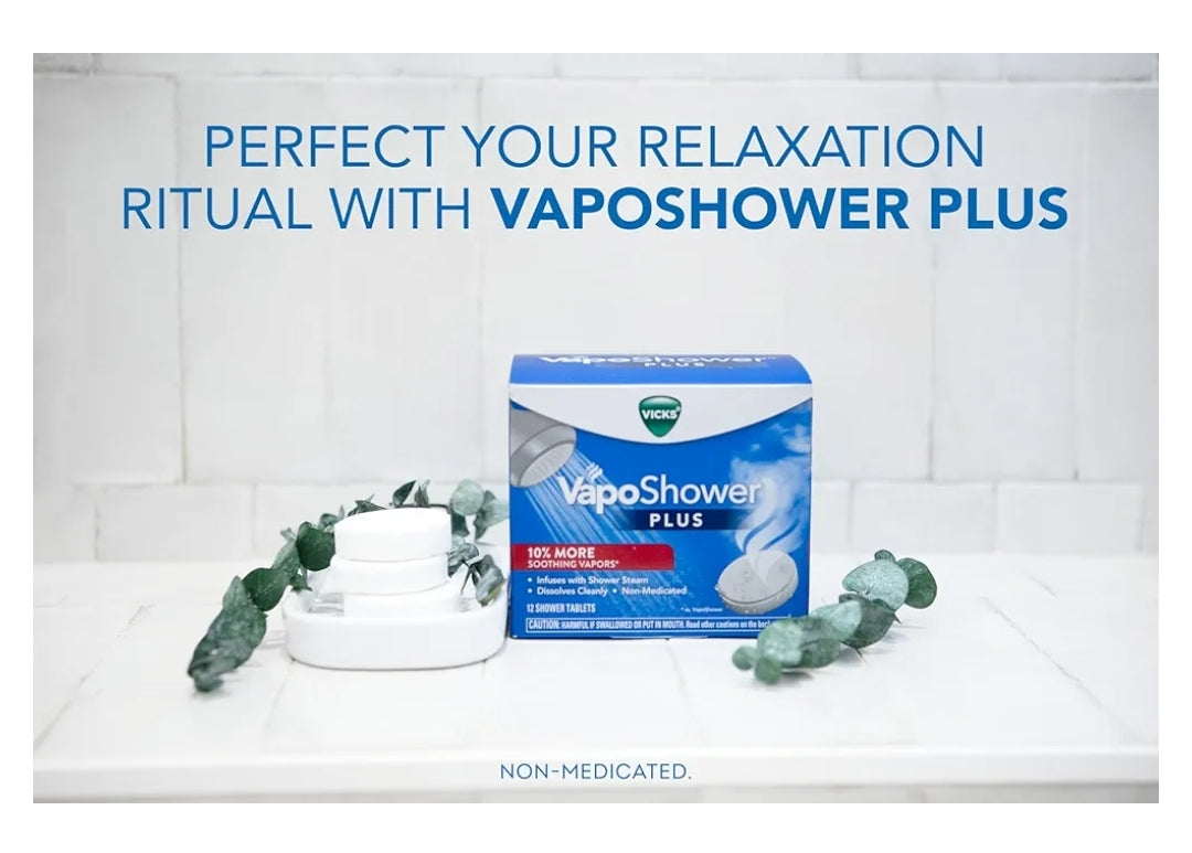 Vicks, VapoShower Plus, Stortstoompie, Bloekom Stortstoompie & Mentholgeur, Aromaterapie Stortstoompie & Stortbomme (12ST)