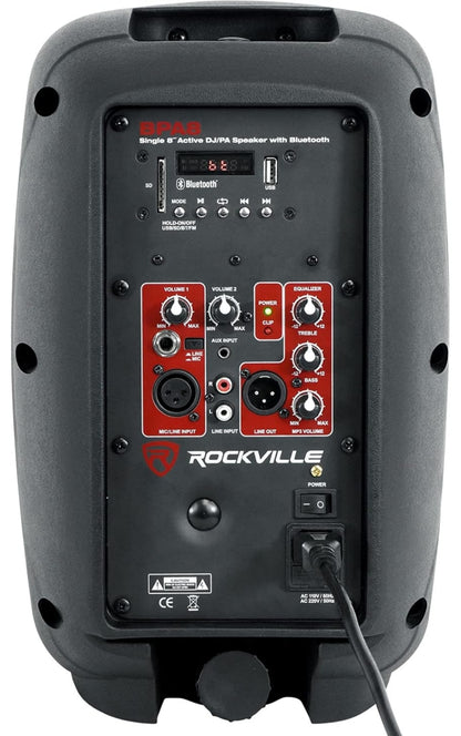 Rockville (2) BPA8 8" Professionele Aktiewe 300w DJ PA Luidsprekers+Bluetooth