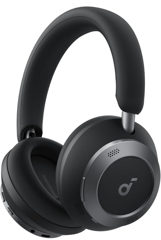Soundcore Space One Pro, FlexiCurve Oor-Oorfoon, Aanpasbare Aktiewe Geraaskansellerende Oorfone Aangedryf deur 6 Mikrofoon, 60H Verlieslose Oudio, Ultrasnelle Laai, Hi-Res Draadloos, Gemaklike Pasvorm