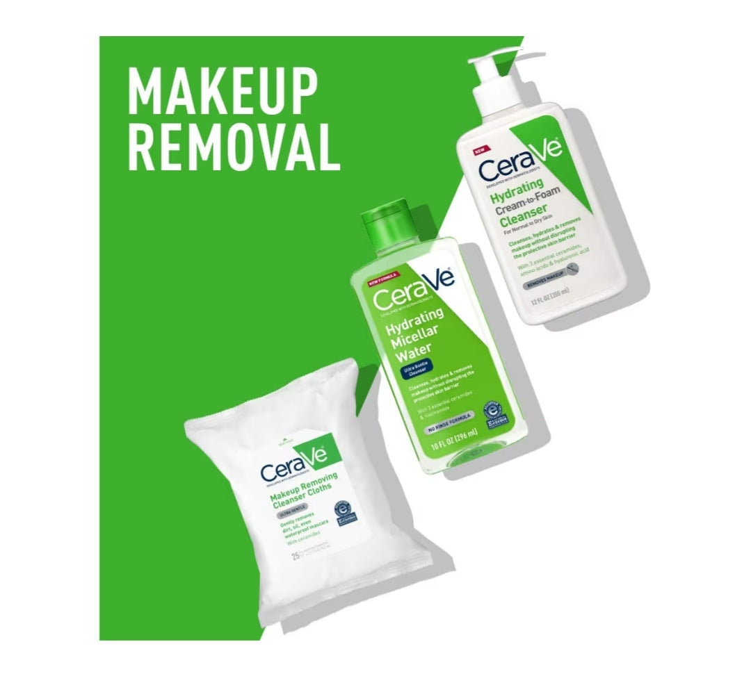 CeraVe Micellêre Water, Hidrerende Gesigsreiniger & Ooggrimeringverwyderaar met Niasinamied, Seramiede & Gliserien, Geurvry (10 Oz)