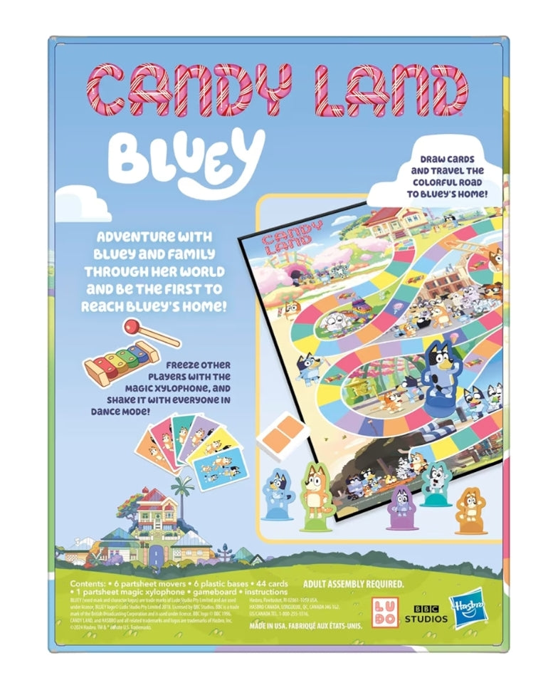 Hasbro Gaming Candy Land Bluey Edition Board Game - Play as Dad, Mum, Bluey, Bingo, Muffin, or Socks