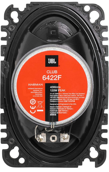 JBL Club 6422F - 4 X 6", Twee-rigting Komponentluidsprekerstelsel (Geen Sierrooster), Swart