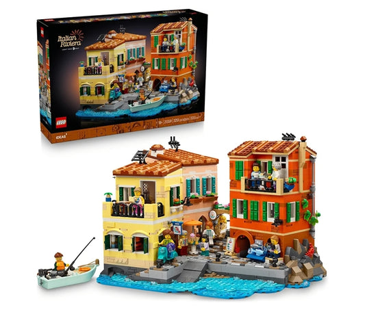 LEGO Ideas Italian Riviera Building Set for Adults - DIY Home & Office Decor for Men & Women Construct 3 Colorful Buildings & 10 Minifigures w/ Accessories
