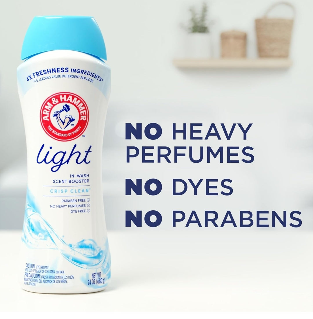 ARM & HAMMER Light In-Wash Scent Booster, Laundry Scent Booster Crisp Clean scent (24 Oz)