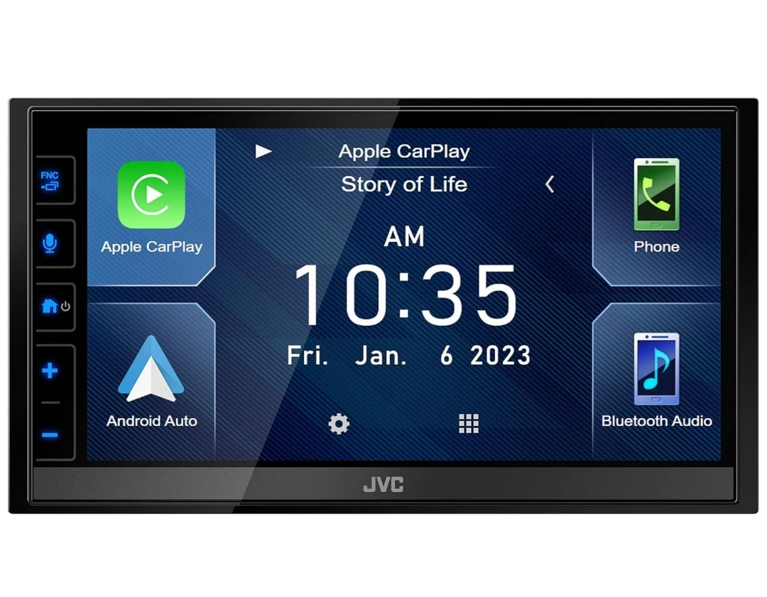 JVC KW-M780BT Lecteur multimédia numérique Apple CarPlay Android Auto, Double Din, écran tactile ACL de 6,8 pouces, AM/FM, Bluetooth, lecteur MP3, port USB, iDatalink Maestro, SiriusXM, amplificateur de classe D, autoradio
