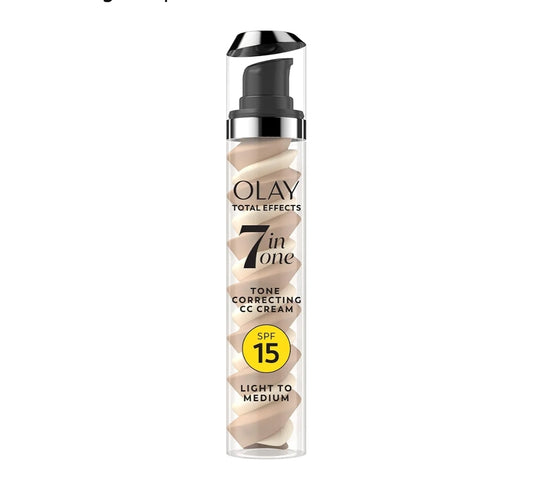 Olay Total Effects Velkleurkorrigerende Gesigbevogtiger met Sonskerm SPF 15, Lig tot Medium (1.7 Oz)