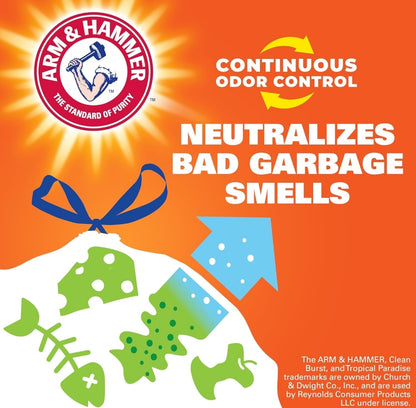 Hefty Ultra Strong 13 Gallon Trash Bags Drawstring Closure Odor Control - White/Unscented (40 Bags)