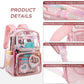 Clear Backpack for Girls Women Transparent Kids Elementary College School Bag Travel Laptop Backpacks Large Bookbags (Pink)