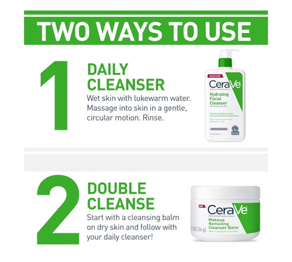 CeraVe Hydraterende Gesigsreiniger, Bevogtigende Gesigswas Vir Droë Vel, Hialuroonsuur + Seramiede + Gliserien Vir Normale Tot Droë Vel