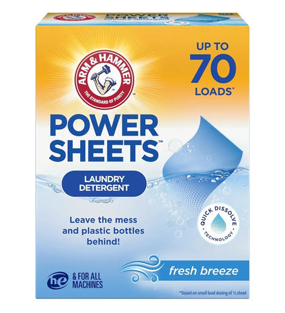 ARM & HAMMER Power Sheets Laundry Detergent - Fresh Breeze Scent - 35CT