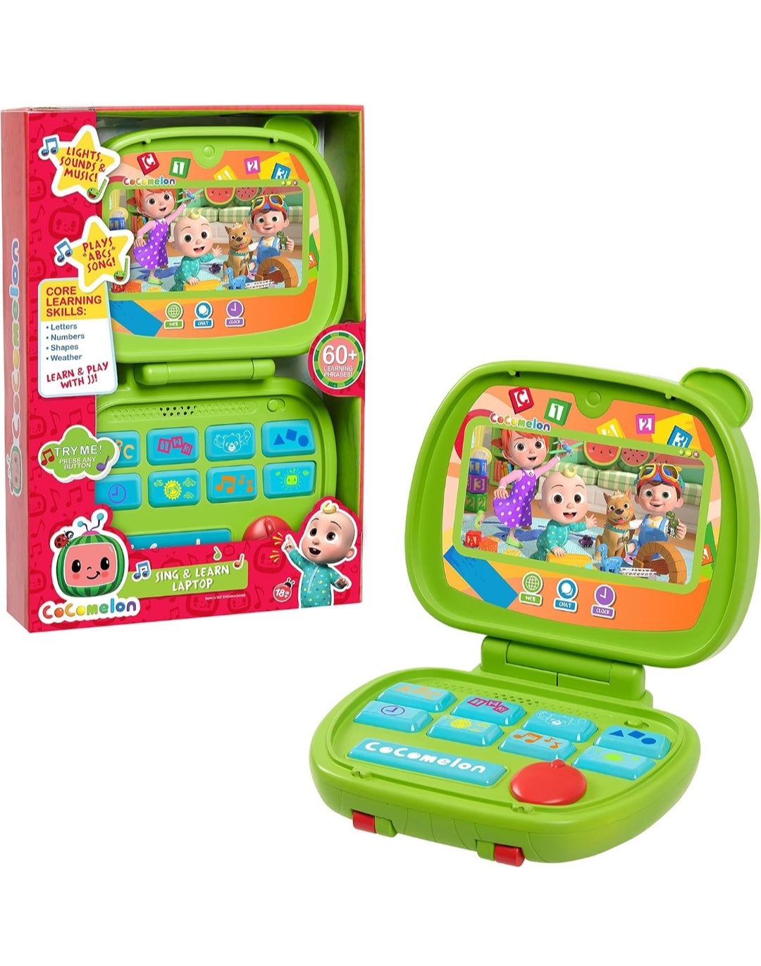 CoComelon Sing and Learn Laptop Toy for Kids, Lights, Sounds, and Music Encourages Letter, Number, Shape, and Animal Recognition, Officially Licensed Kids Toys for Ages 18 Month by Just Play