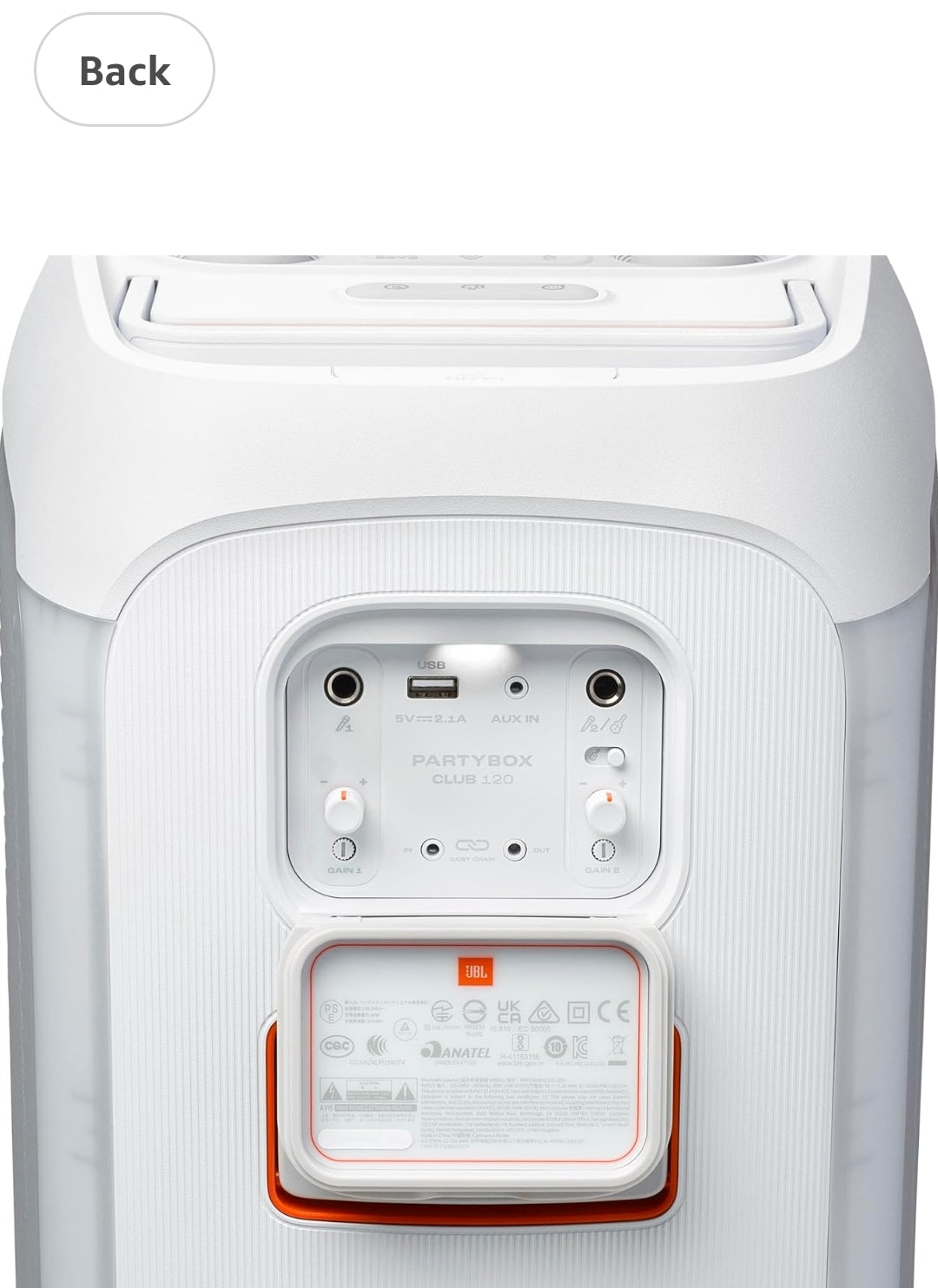 JBL PartyBox Club 120 - Portable Party Speaker with Foldable Handle - (White)