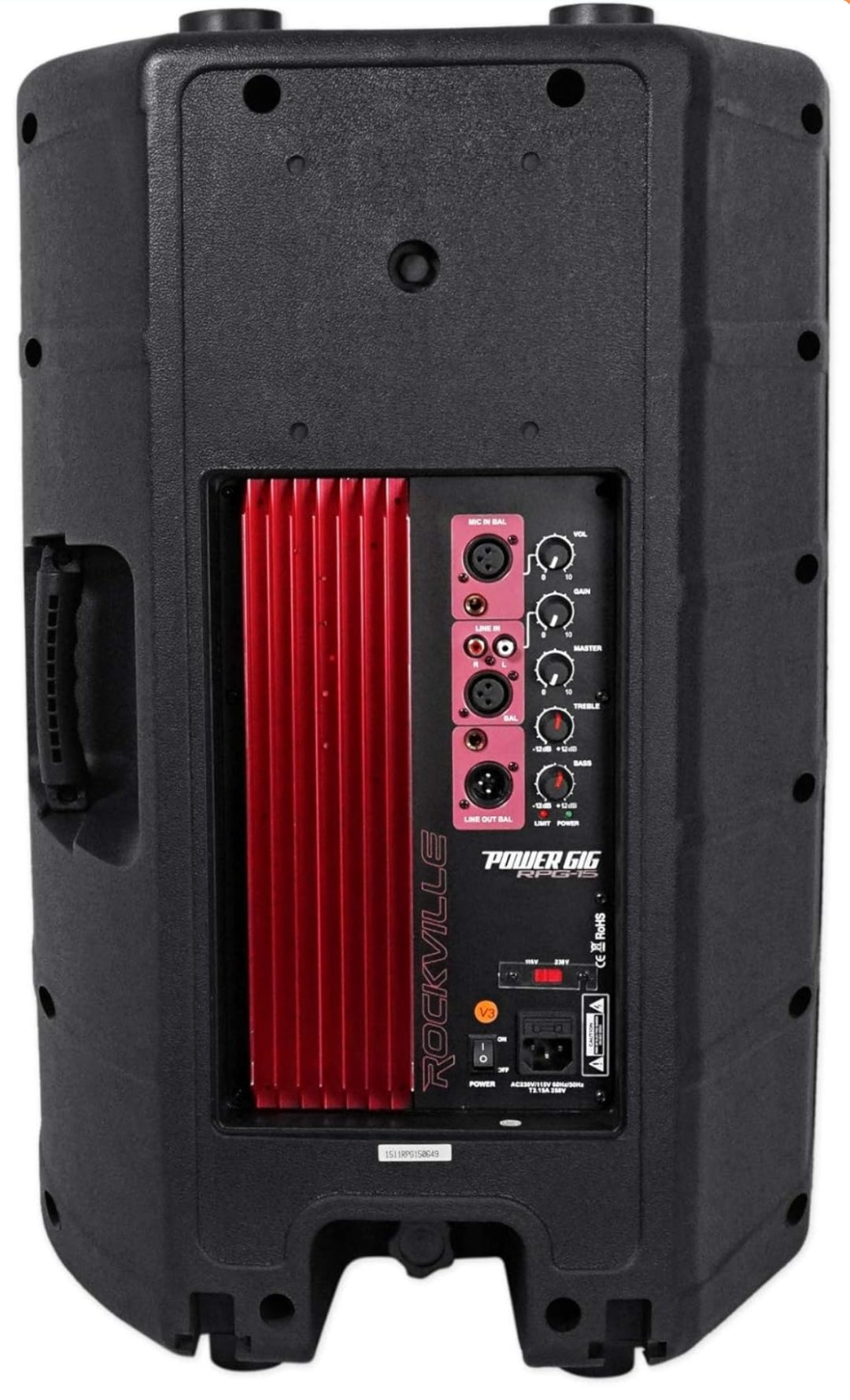 Rockville RPG15 15" Professional Powered Active 1,000 Watt 2-Way DJ PA Speaker