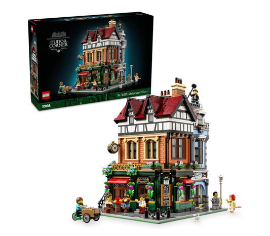 LEGO Icons Tudor-hoekgeboustel vir Volwassenes 18+ - DIY Miniatuurhuisstel - Versamelbare Miniatuurhuisboustel vir Mans en Vroue - Handwerkgeskenk vir Volwassenes - 10350