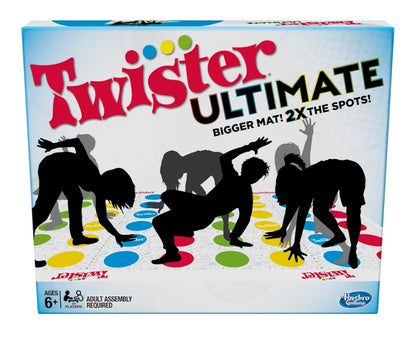Hasbro Gaming Twister Ultimate: Bigger Mat, More Colored Spots, Family, Kids Party Game - Compatible with Alexa