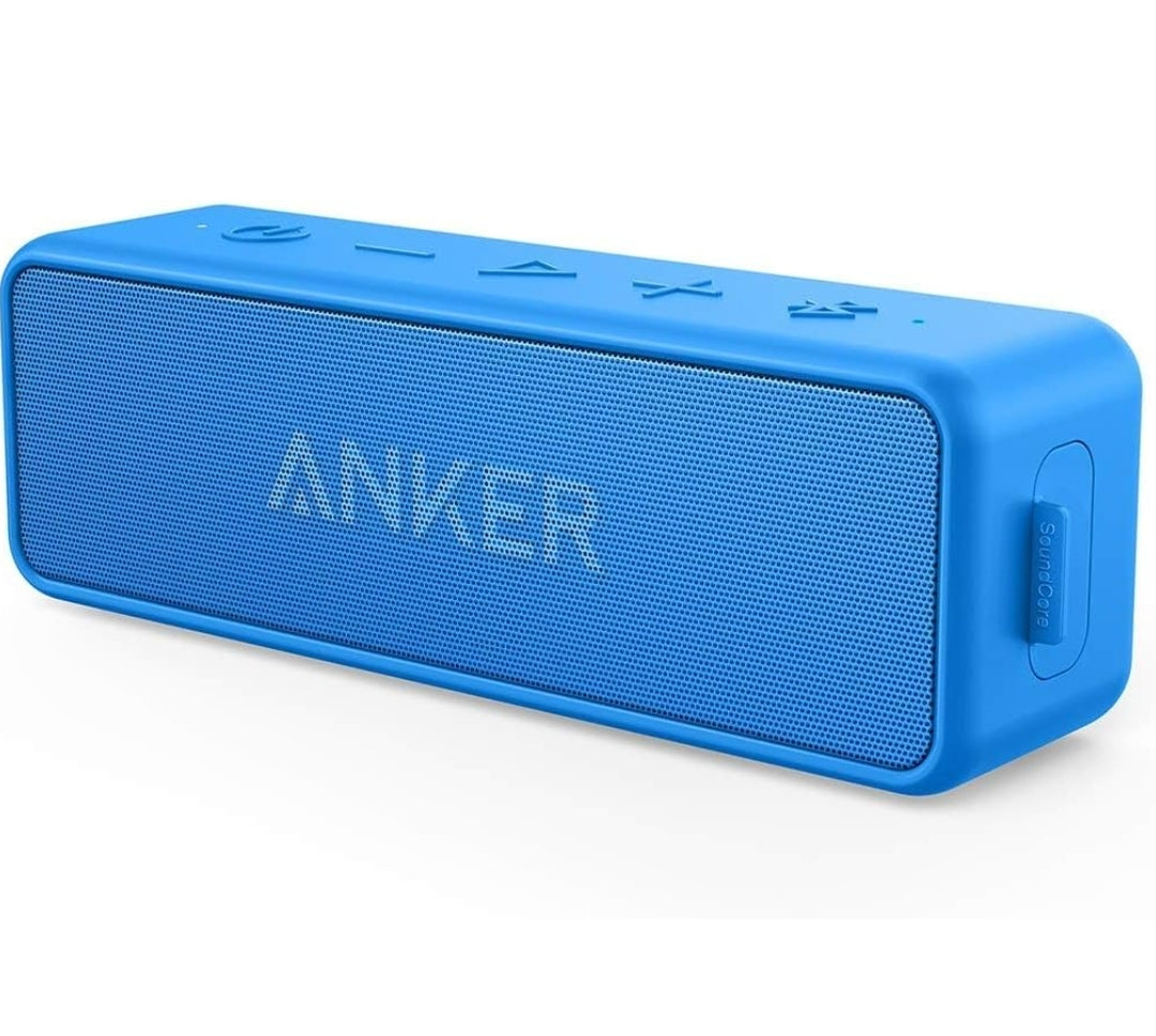 Anker Soundcore 2 12W Portable, Wireless Bluetooth Speaker with Better Bass, 24-Hour Playtime, 66ft Bluetooth Range, IPX7 Water Resistance, Built-in Mic, Ideal for Shower, Travel, Party, Beach - Blue