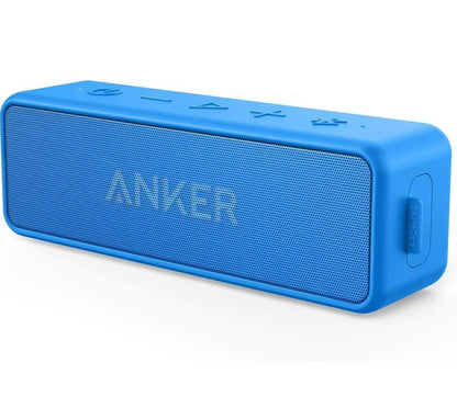 Anker Soundcore 2 12W Portable, Wireless Bluetooth Speaker with Better Bass, 24-Hour Playtime, 66ft Bluetooth Range, IPX7 Water Resistance, Built-in Mic, Ideal for Shower, Travel, Party, Beach - Blue