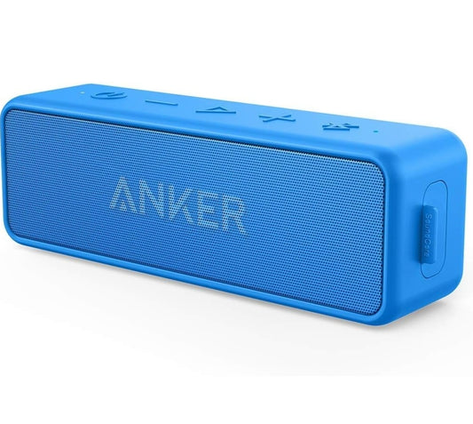 Anker Soundcore 2 12W Draagbare, Koordlose Bluetooth-luidspreker met Beter Bas, 24-uur Speeltyd, 20m Bluetooth-bereik, IPX7 Waterbestandheid, Ingeboude Mikrofoon, Ideaal vir Stort, Reis, Partytjie, Strand - Blou