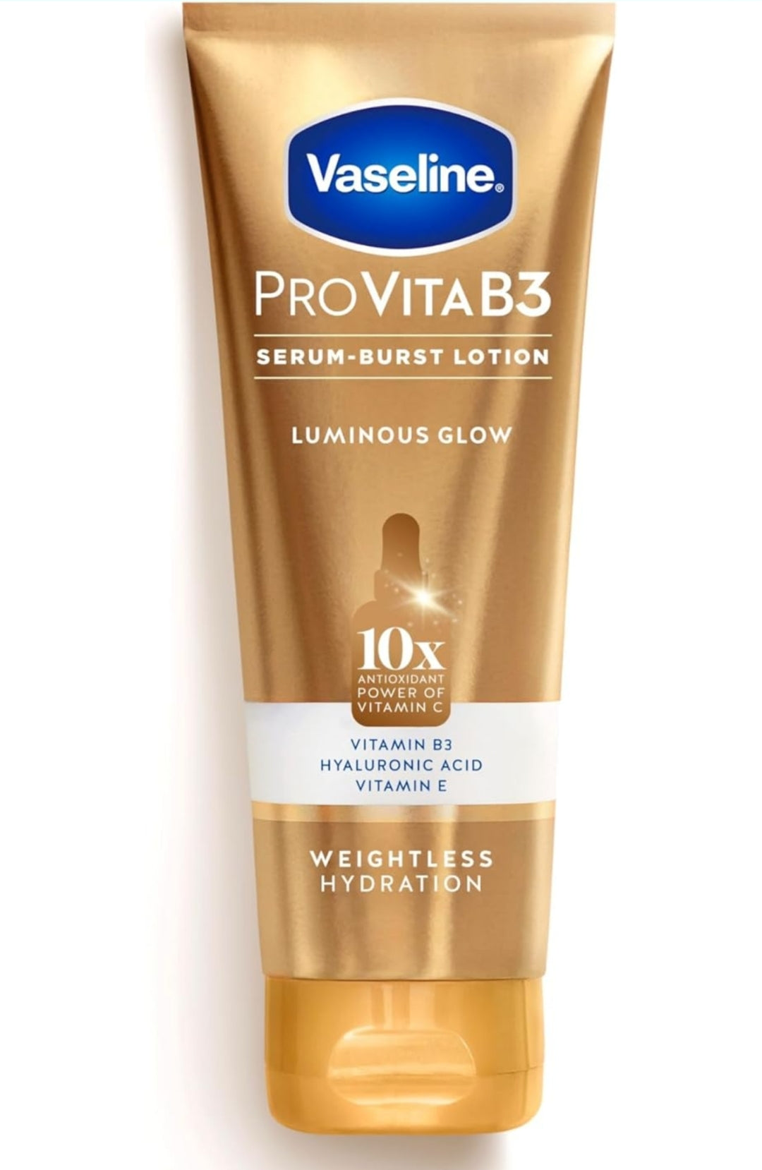 Vaseline Pro VitaB3 Serum Burst Lotion Luminous Glow Healthy, Glowing Skin, Lightweight 10x Antioxidant Power of Vitamin C with Vitamin B3, Hyaluronic Acid & Vitamin E, 7.5 Fl Oz