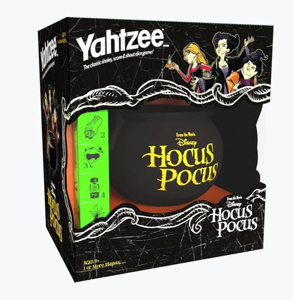 YAHTZEE: Disney Hocus Pocus Versamelbare Ketel-Dobbelsteenbakkie Klassieke Gesinsspeletjie