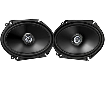 JVC Dubbel DIN in-dash 6.8" Raakskerm Bluetooth USB Digitale Multimedia Motorradio-ontvanger, 4X 6x8 300 Watt Maksimum Krag 2-rigting Motorklankluidsprekers, 22" Antenna, 16 Gauge 50 voet Luidsprekerkabel