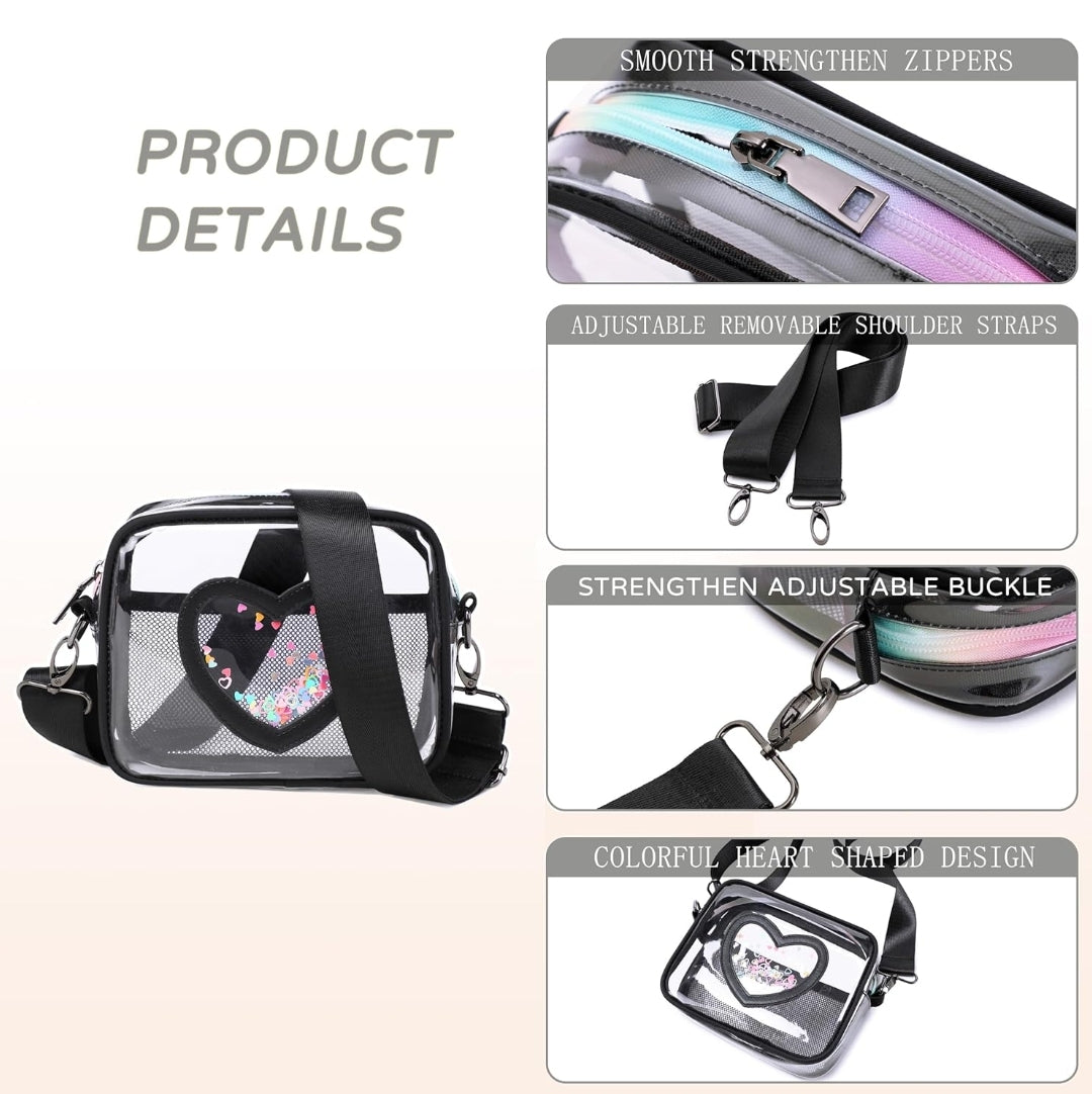 Clear Crossbody Bag for Women Girls Kids Purse Toddlers Shoulder Messenger Handbags Transparent Bags Wallet Pouch