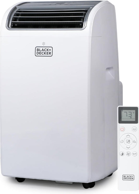 BLACK+DECKER Slim Draagbare Lugversorger met Verhitting, 14,000 BTU Verkoeling, 12,000 BTU Verhitting vir Kamers tot 700 Vk. Vt., Follow Me Afstandbeheer, BPACT14HWT, Wit