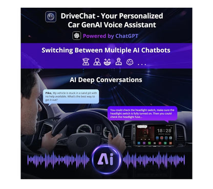 7" Dubbel-DIN Kar Stereo, Draadlose CarPlay & Android Auto raakskerm, Wi-Fi/BT/USB-ankering, Bluetooth, 24B-EQ DSP, MirrorLink, GPS/SWC/FM/AM, AI Chat