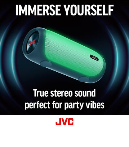 JVC Verligte Draagbare Koordlose Luidspreker met 30W maksimum uitsette, Dinamiese Klank, Bluetooth 5.0, TWS-vermoë, USB-C, AUX-ingang, tot 6-uur batterylewe - SPPA7BTA (Vlootblou)