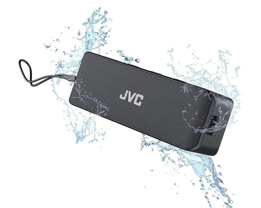 JVC Draagbare Draadlose Luidspreker met Stereoklank, Bluetooth 5.0, TWS Stereo Funksie, Waterdig IPX7, tot 22-Uur Batterylewe - SPSQ4BT, Swart