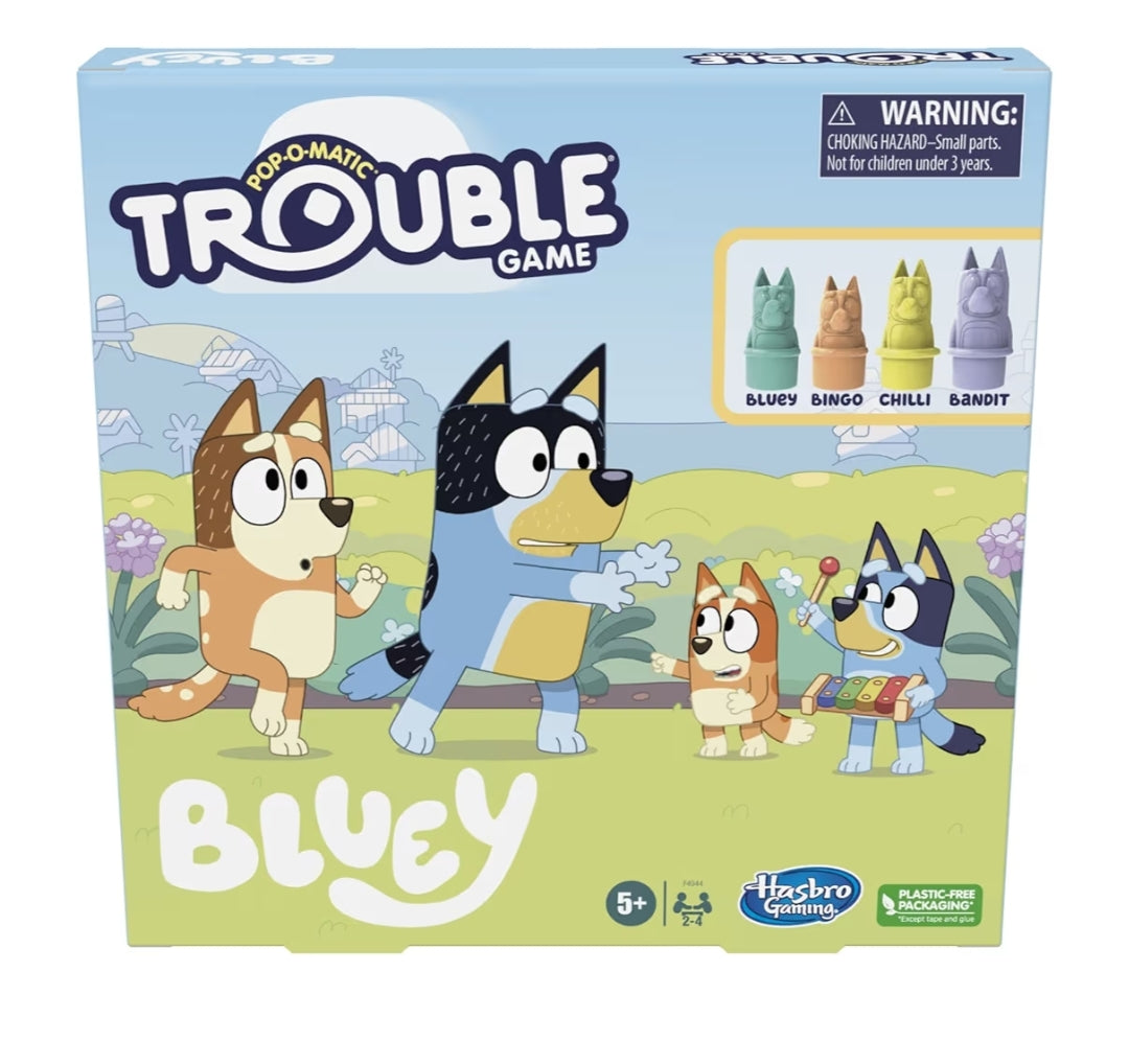 Hasbro Gaming Trouble: Bluey Edition Board Game - Race Bluey, Bingo, Bandit, or Chilli to The Finish
