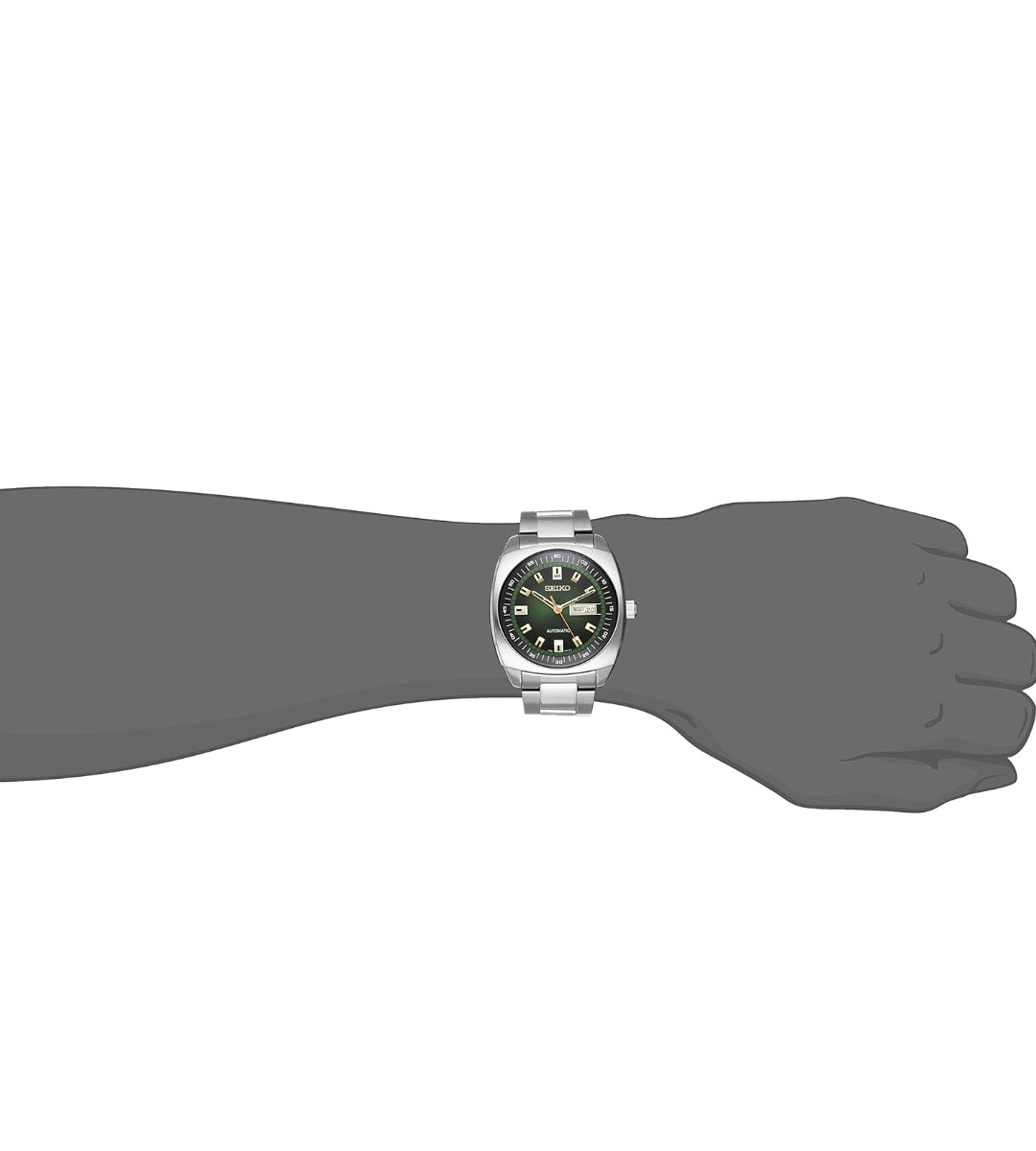 SEIKO Outomatiese Horlosie Recraft-reeks, Vlekvrye Staal, Dag-/Datumkalender, 50m Waterbestand, en 41 Uur Kragreserwe - Groen
