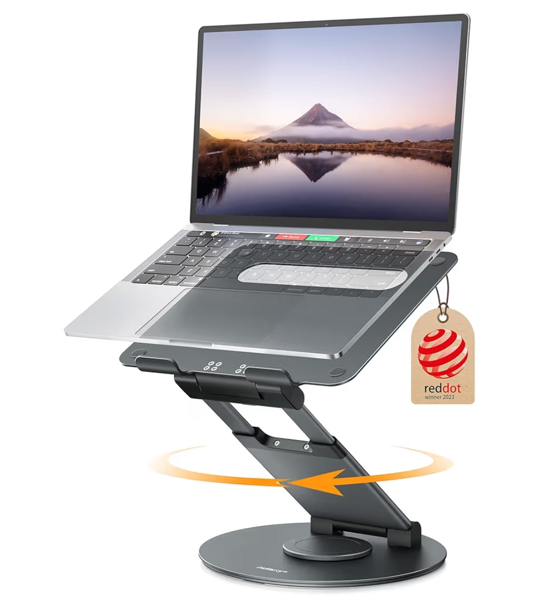 Teleskopiese 360 Roterende Skootrekenaarstaander vir lessenaar Verstelbare Hoogte Swenk Uittrekontwerp Ergonomiese Skootrekenaarverhogeromskakelaar Pas Alle 10-17" - Grys