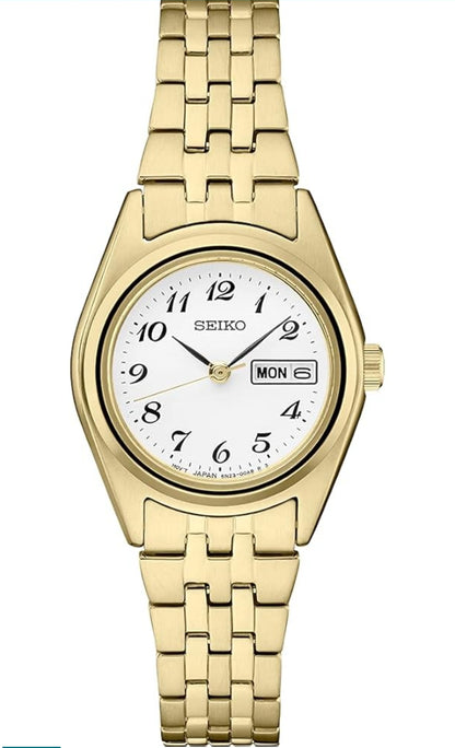 SEIKO Horlosie Essentials Dag/Datum Kalender, Tweekleurige Vlekvrye Staal Kas, 100m Waterbestand