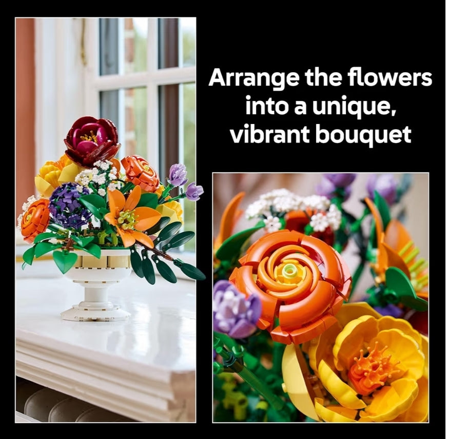 LEGO Botanicals Blommerangskikking Kunsmatige Blomme Bou-stel - Dekor vir Tafeluitstalling