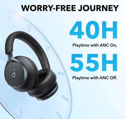 Soundcore by Anker, Space One, Active Noise Cancelling Headphones, 2X Stronger Voice Reduction, 40H ANC Playtime, App Control, LDAC Hi-Res Wireless Audio, Comfortable Fit, Clear Calls, Bluetooth 5.3
