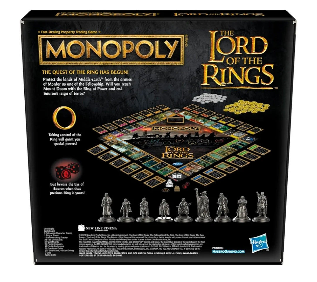 Hasbro Gaming Monopoly: The Lord of The Rings Edition Board Game Inspired by The Movie Trilogy - Play as a Member of The Fellowship