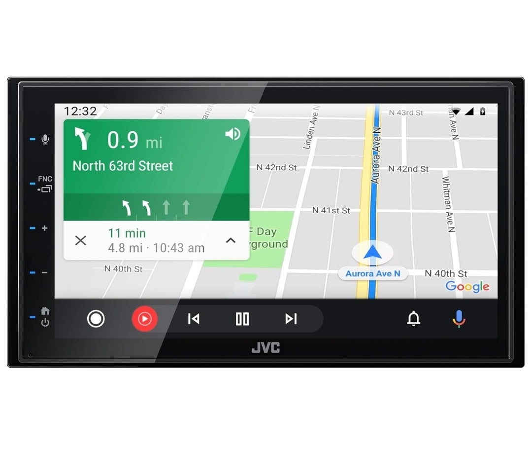JVC KW-M560BT Apple CarPlay Android Auto Multimediaspeler met 6.8" Kapasitiewe Raakskerm, Bluetooth Oudio en Handvrye Oproepe, MP3-speler, Dubbel DIN, 13-band EQ, SiriusXM, AM/FM Motorradio