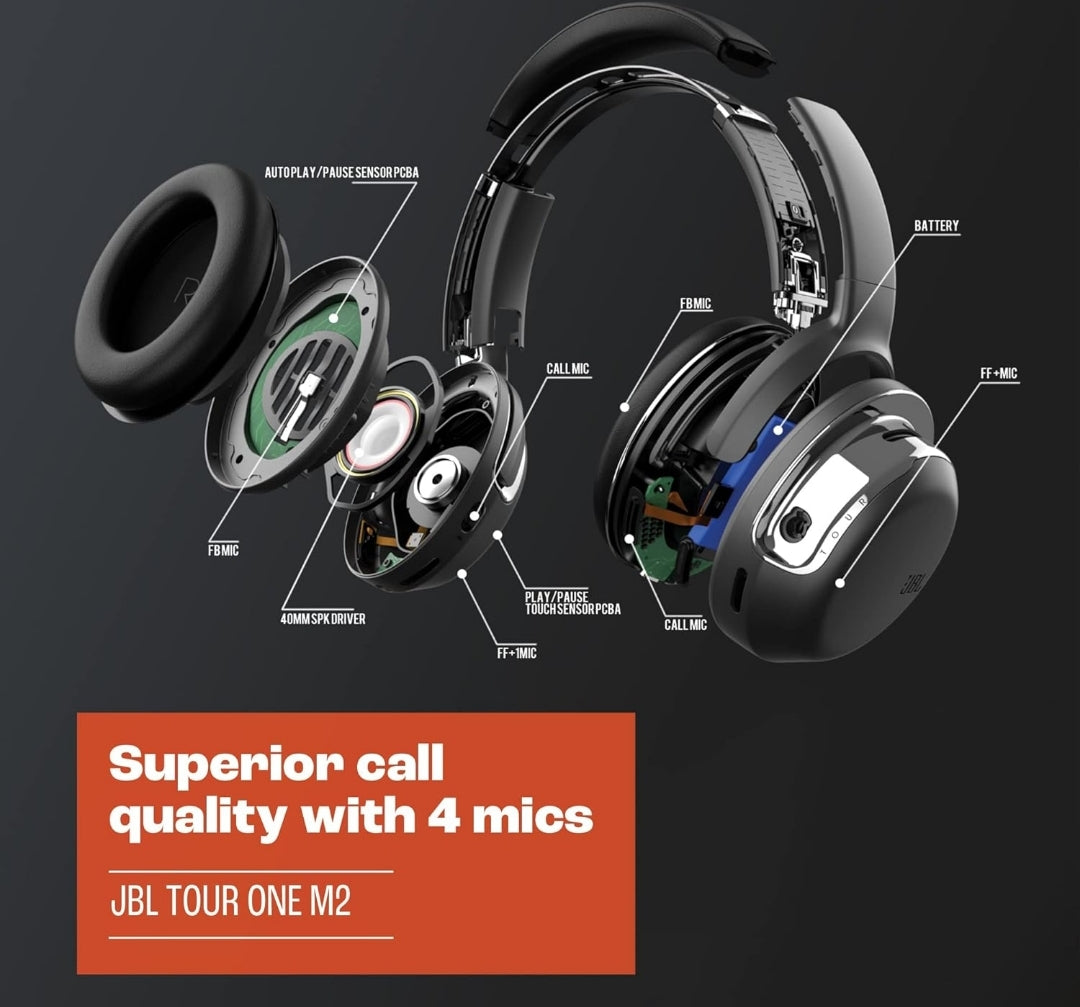 JBL Tour One M2 - Wireless Over-Ear Noise Cancelling Headphones (Black), Medium