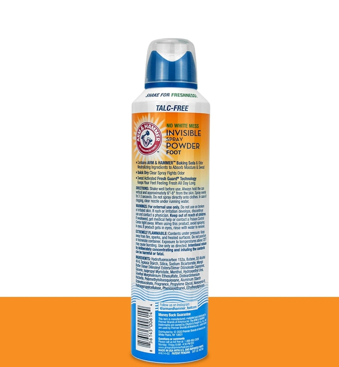Arm & Hammer Invisible Foot Powder Spray, Clear Talc-Free Foot Odor & Sweat Control 7oz (1 Pack)