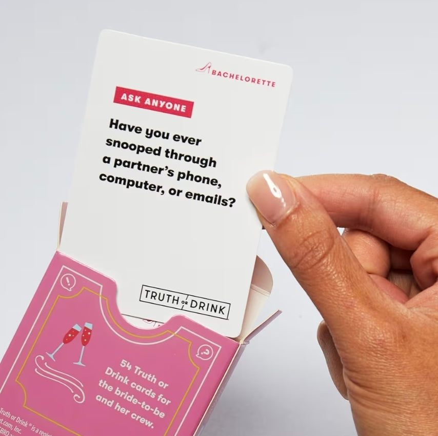 Truth or Drink: Bachelorette Party Edition | Adult Party Game by Cut | 108 Revealing and Hilarious Questions for Girls Nights Out or In | Ages 21+ | 2+ Players | 30 Mins.