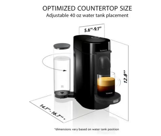 Nespresso Vertuo Plus Coffee and Espresso Maker By De'Longhi - Ink Black