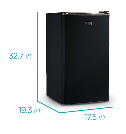 BLACK+DECKER Kompakte Yskas Energie Star Enkeldeur Mini Yskas met Vrieskas, 3.2 Kubieke Voet, Swart