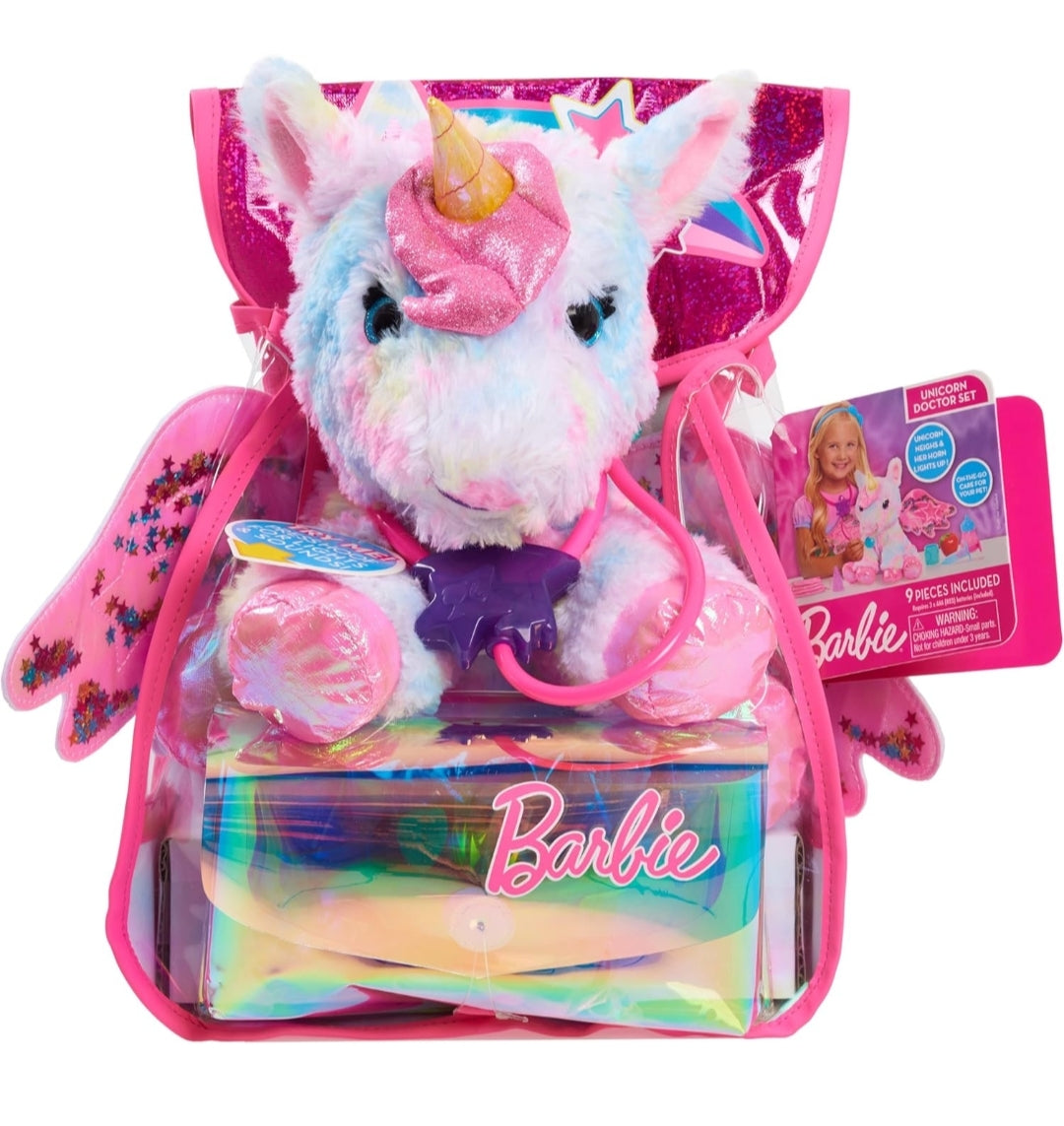 Barbie Dreamtopia Unicorn Doctor, Interactive Lights and Sounds Plush with Backpack