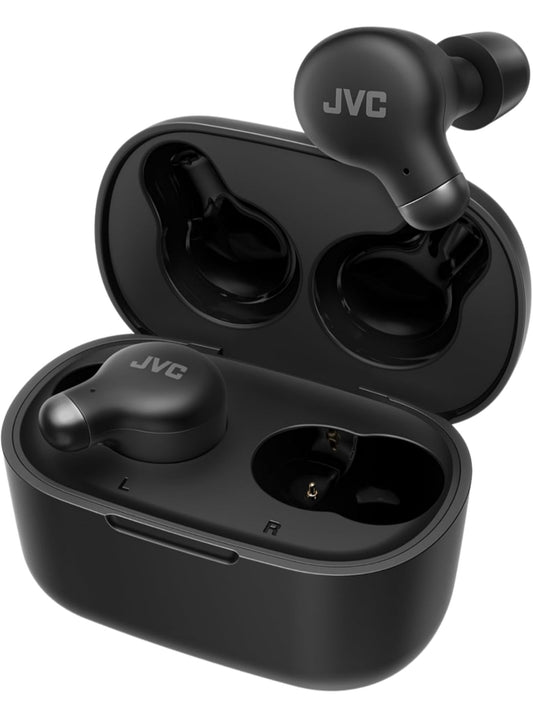 JVC Aktiewe Geraasdempende Ware Draadlose Oorfone - Bluetooth 5.3 met ANC - Gemaklike Pasvorm met S/M/L Silikoon- & Geheueskuim-oordopjes - IPX4 Waterbestand - 28 Uur Speeltyd - Kompakte Laaikassie