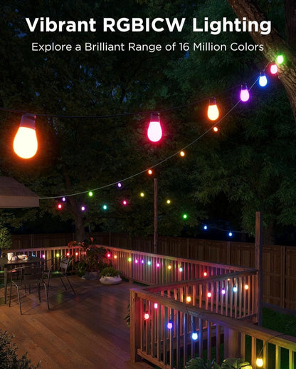 Govee Outdoor S14 Bulb String Lights 2, 144ft Smart RGBIC Warm White Patio Lights with 45 LED Bulbs, 111 Scene Modes for Outdoor Decor, Works with Alexa, Google, Matter, APP Control, IP66 Waterproof